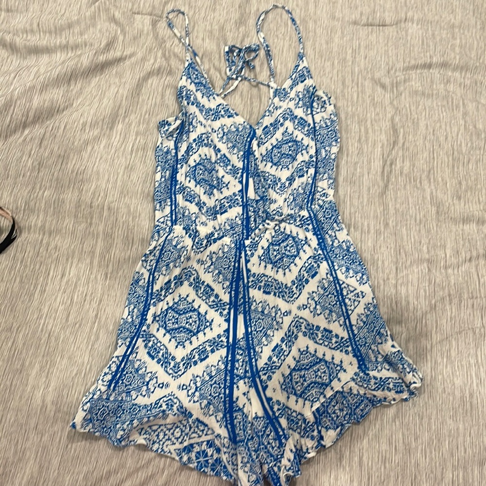 Large blue and white romper